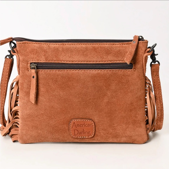 🌵🌵American Darling Western Suede Crossbody Bag Fringe Boot Stitch Leather🌵🌵 - Picture 10 of 14